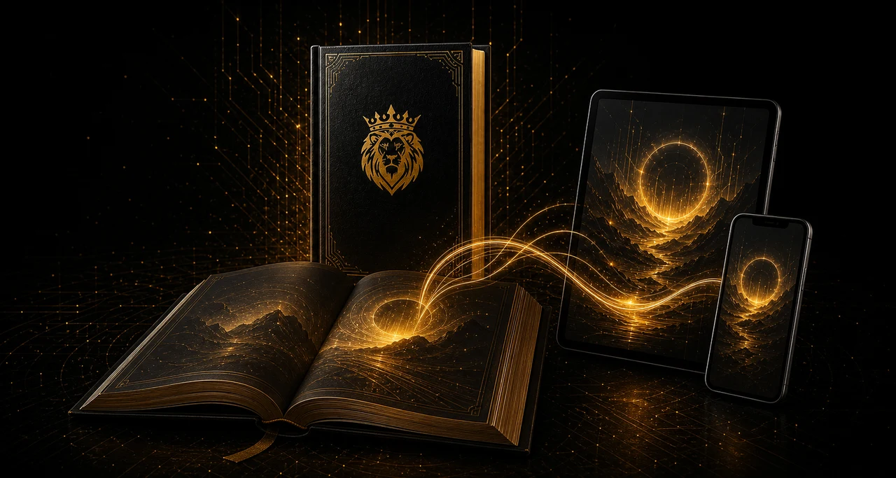 Livro físico conectado a tablet e smartphone por uma experiência digital